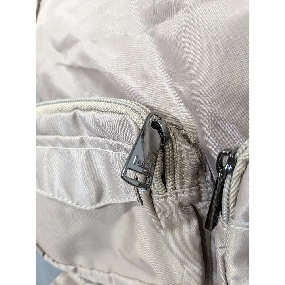 Lug Puddle Jumper Back Pack Womens Pockets Zip Nylon Solid Tan